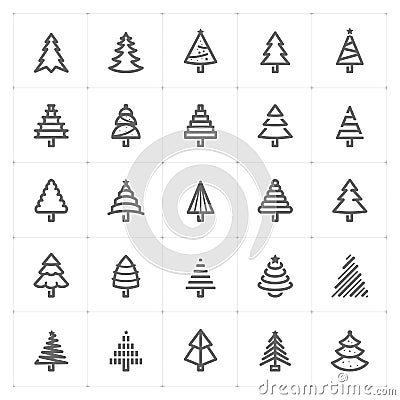 Mini Icon set â€“Christmas tree icon vector illustration Vector Illustration